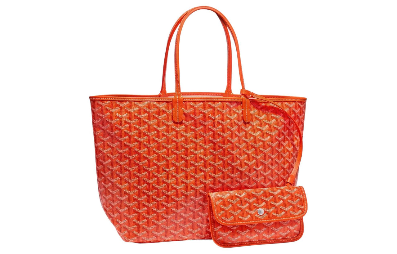 GOYARD Saint Louis Canvas With Calfskin Combo Bag Tote One Shoulder Handbag Large Size Unisex Orange