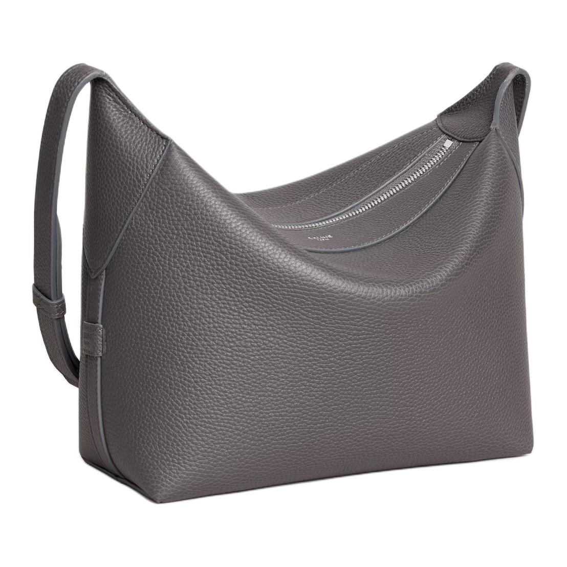 CELINE Calfskin Shoulder Bag Trumpets Women's Gray