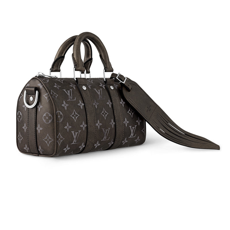 LOUIS VUITTON KeepallBandoulière Monogram Matte Cow Leather One Shoulder Crossbody Portable Travel Bag Men's Black