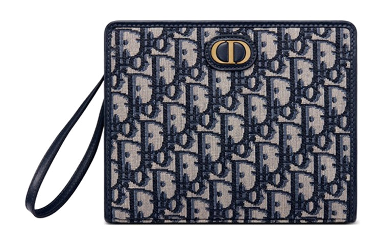 DIOR 30 Montaigne Canvas Handbag Clutch Small Size Women's Blue