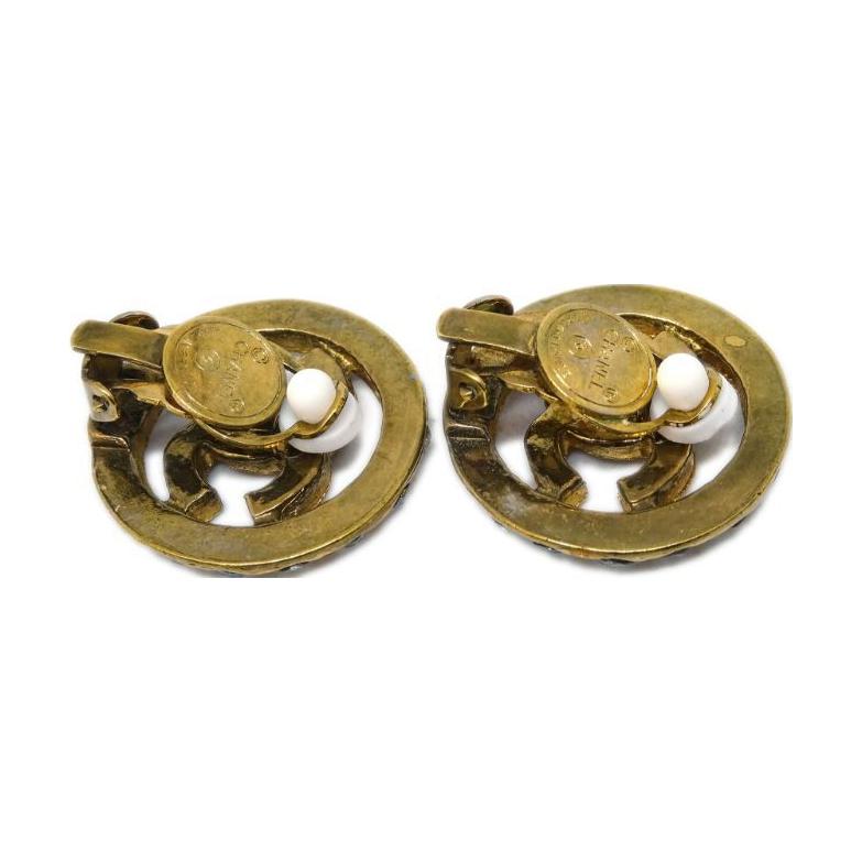 CHANEL 1990 2000s Cc Rhinestone embellished Clip on Earrings