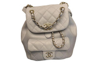 CHANEL Duma Calfskin Backpack Small Size Women's Cream Blue
