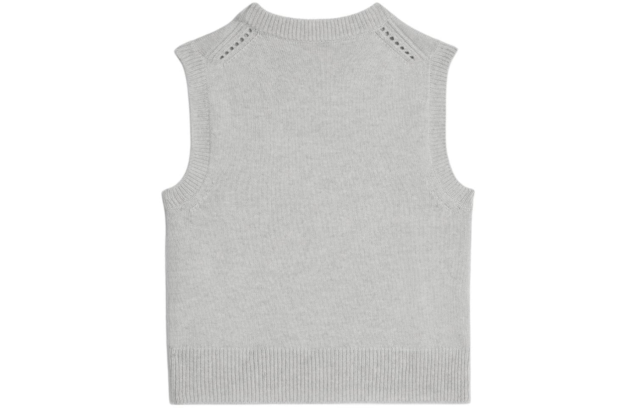 CELINE Cashmere Round Neck Vest Tank Tops Women's Gray