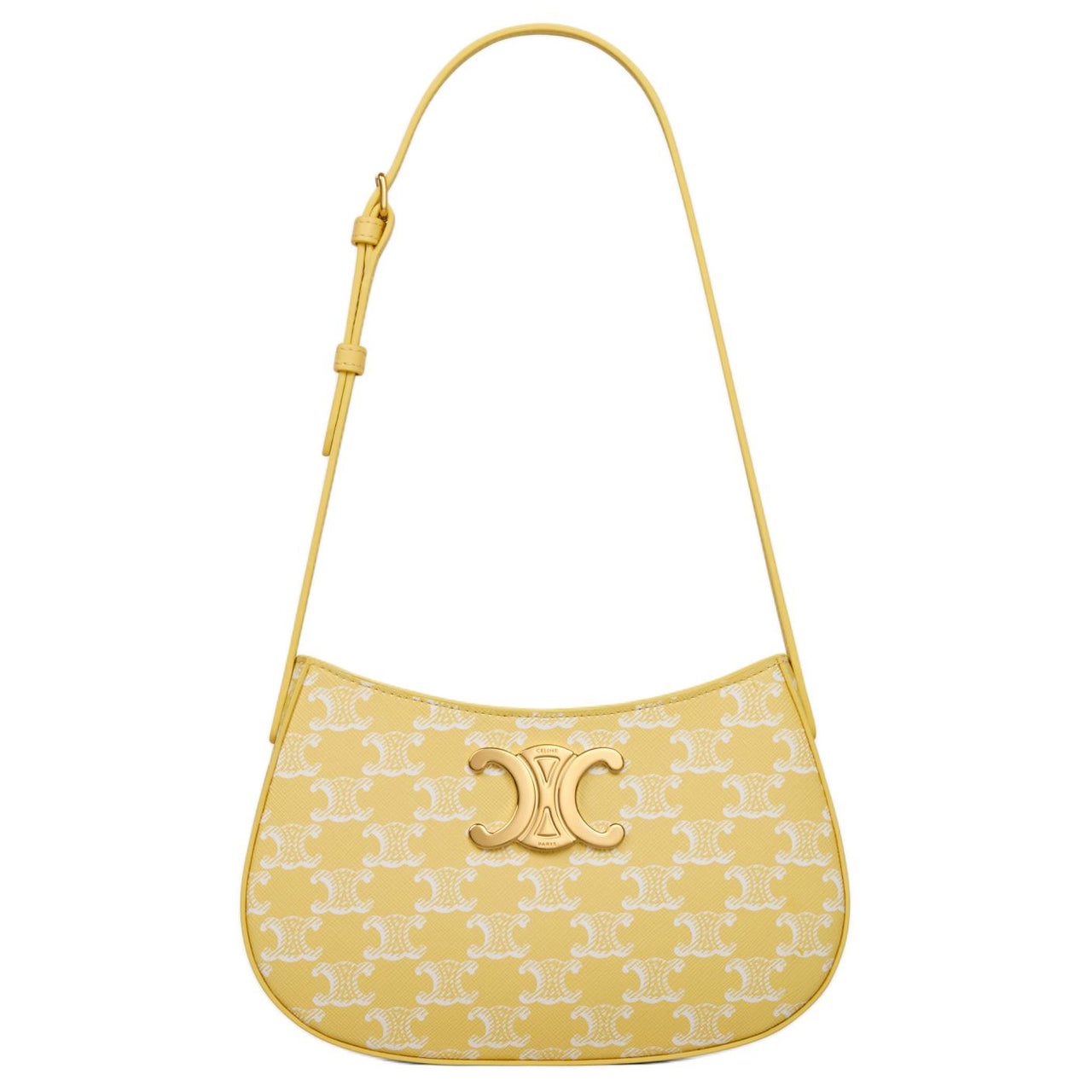 CELINE Cow Leather Handbag, Shoulder Bag Women's Bright Yellow