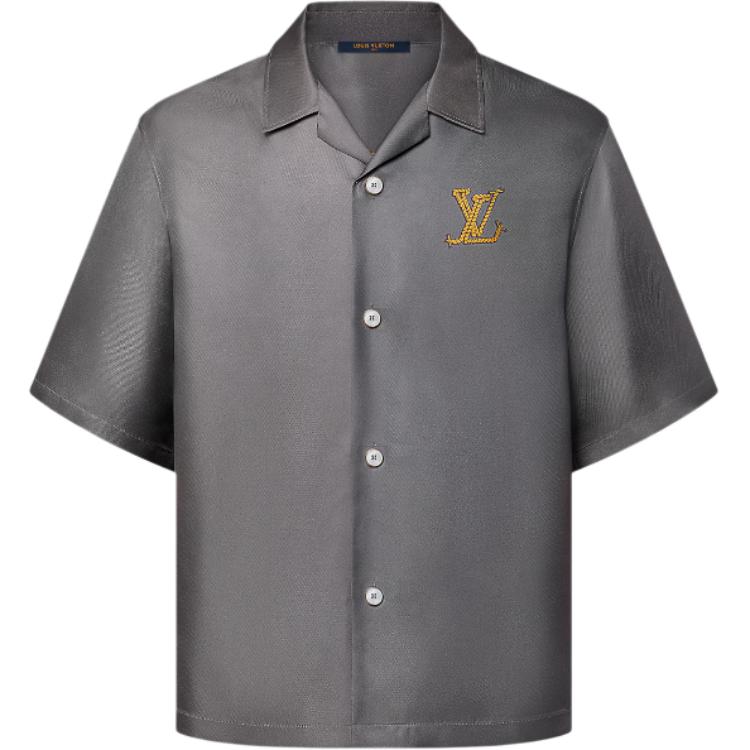 قميص حريري مطبوع بأكمام قصيرة من LOUIS VUITTON