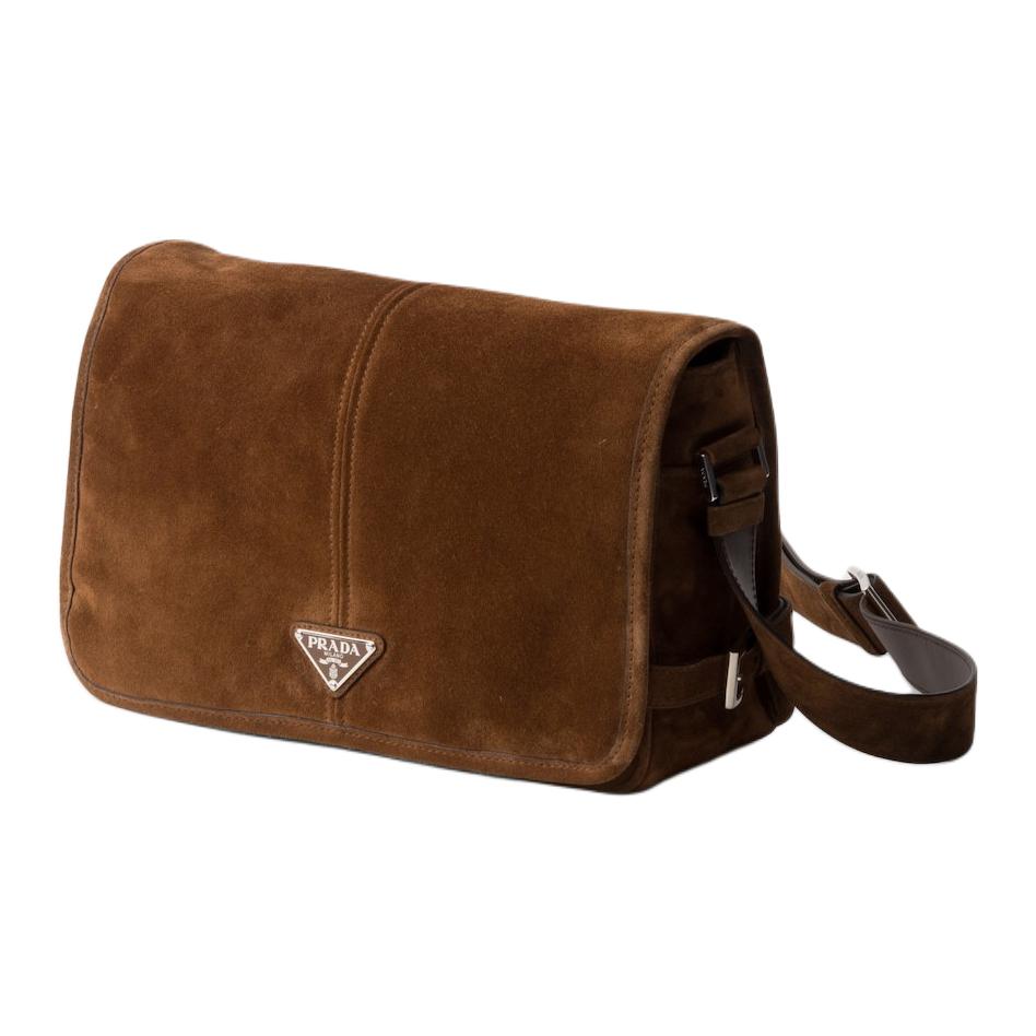 PRADA Calfskin Crossbody Bag, Shoulder Bag Men's Cocoa Brown