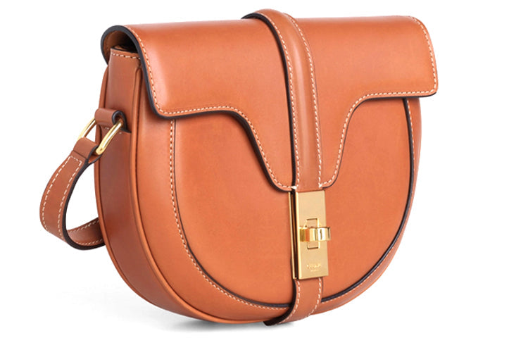 CELINE Cow Leather Crossbody Bag Shoulder Bag Women's Tawny Candy Color