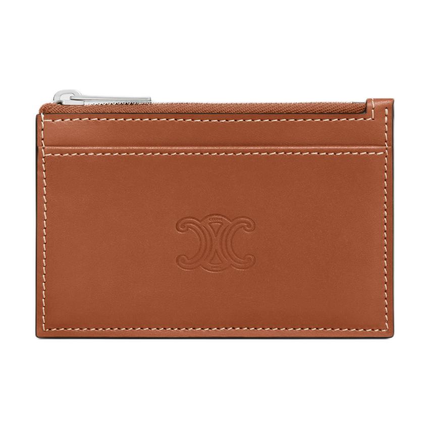 CELINE Cow Leather Card Holder Men's Tawny