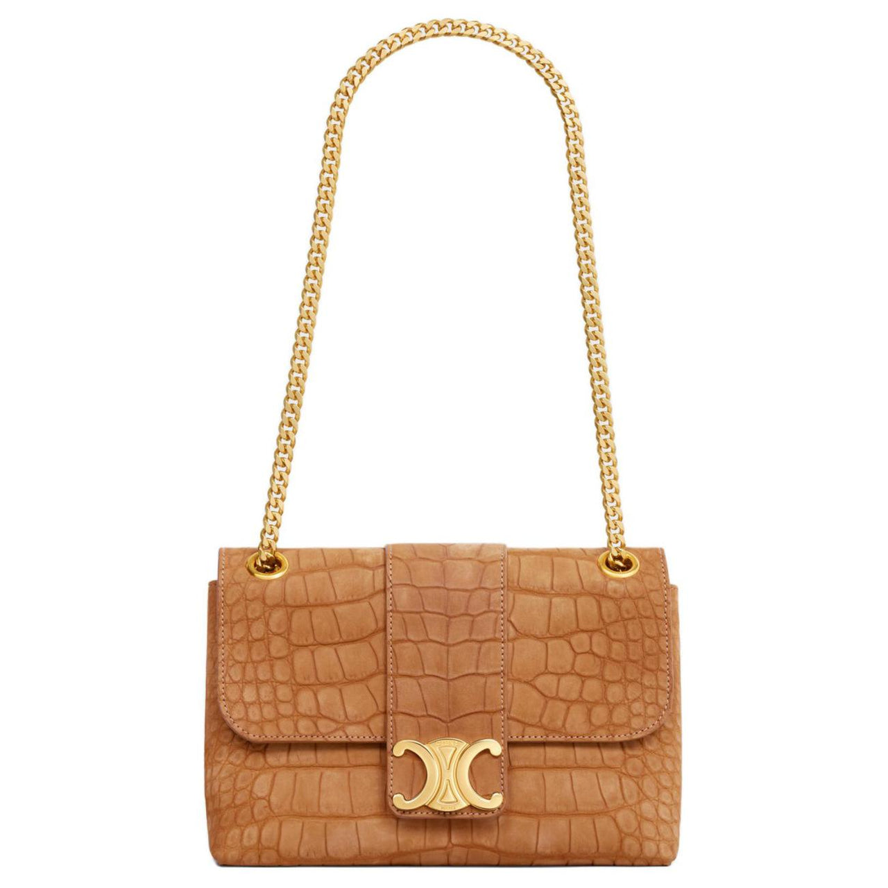 CELINE Crocodile Leather Crossbody Bag Shoulder Bag Women's Brown