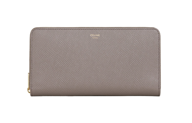 CELINE Cow Leather Wallet Women's Eggstone Gray/Gray
