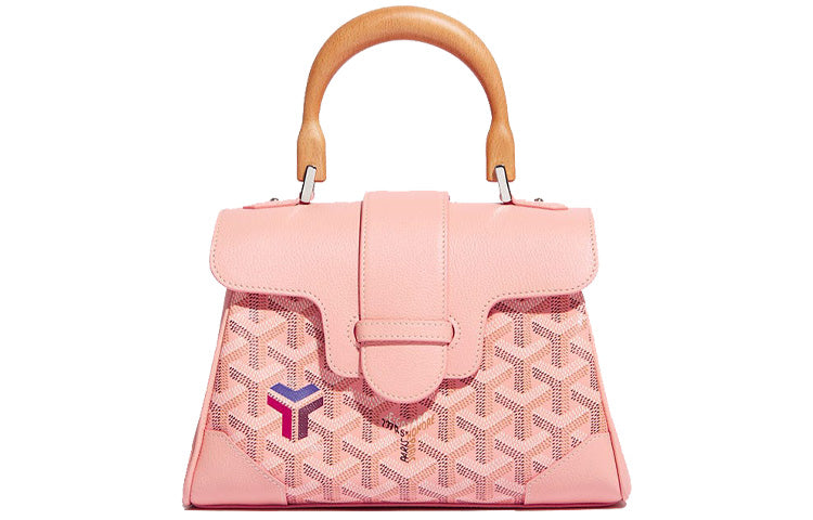 GOYARD Saigon Canvas With Calfskin Shoulder Bag Crossbody Bag Handbag Mini Women's Pink