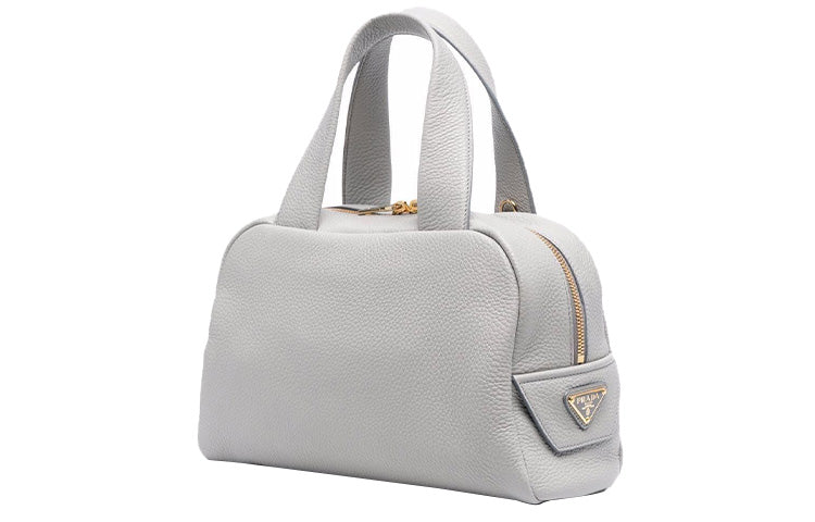 PRADA Cow Leather Handbag Women's Gray