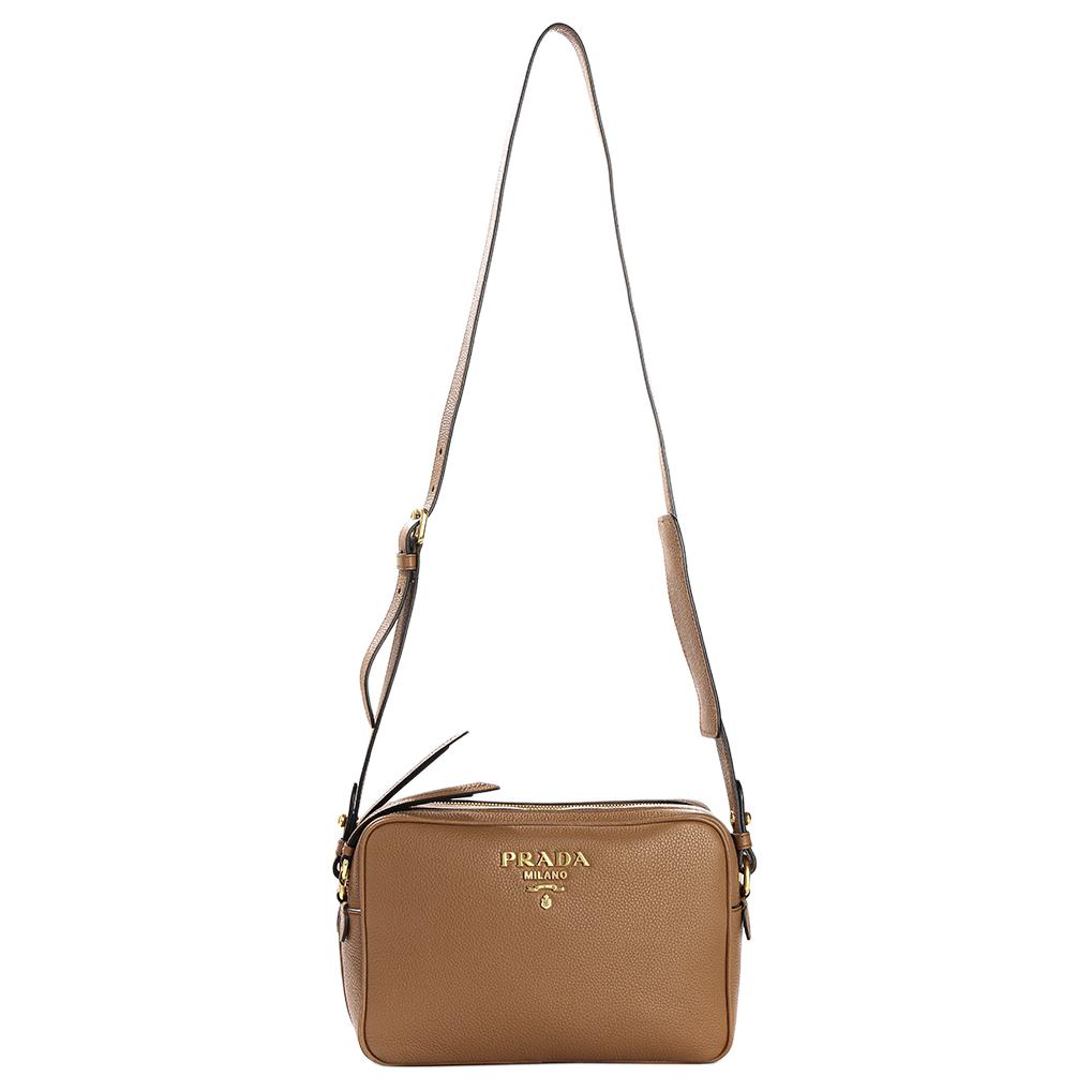 PRADA Cow Leather Shoulder Bag Women's Brown