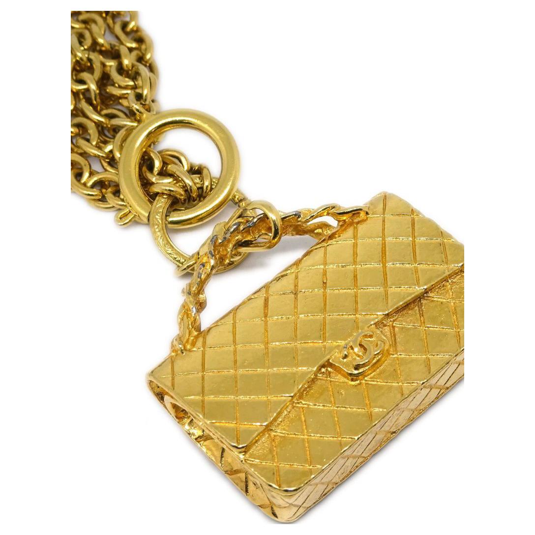 CHANEL 1990 2000s Classic Flap Pendant Necklace