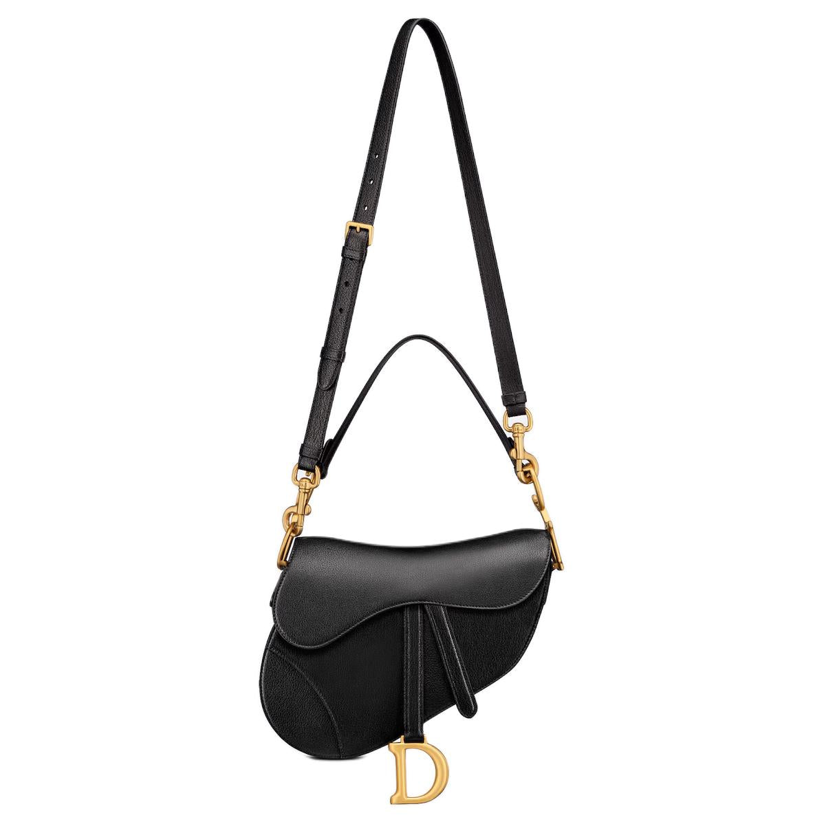 DIOR Saddle Goatskin Saddle Bag, Shoulder Bag, Crossbody Bag, Handbag Women's Black