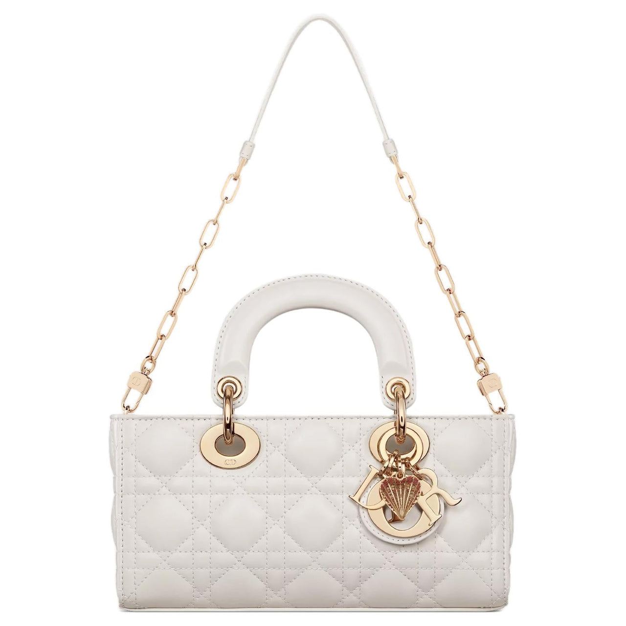 DIOR Lady D Joy Lambskin Shoulder Bag, Crossbody Bag, Handbag Trumpets Women's Pearl White