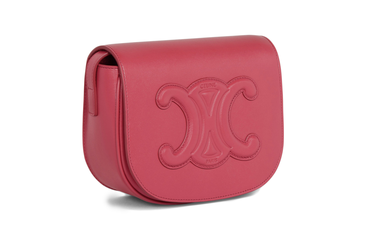 CELINE Cuir Triomphe Triumph Calfskin Crossbody Bag, Shoulder Bag Women's Pink Candy