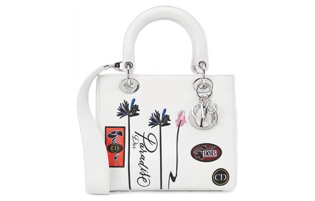 DIOR Lady Dior Calfskin Dior Bag Shoulder Bag Crossbody Bag Handbag Women's White