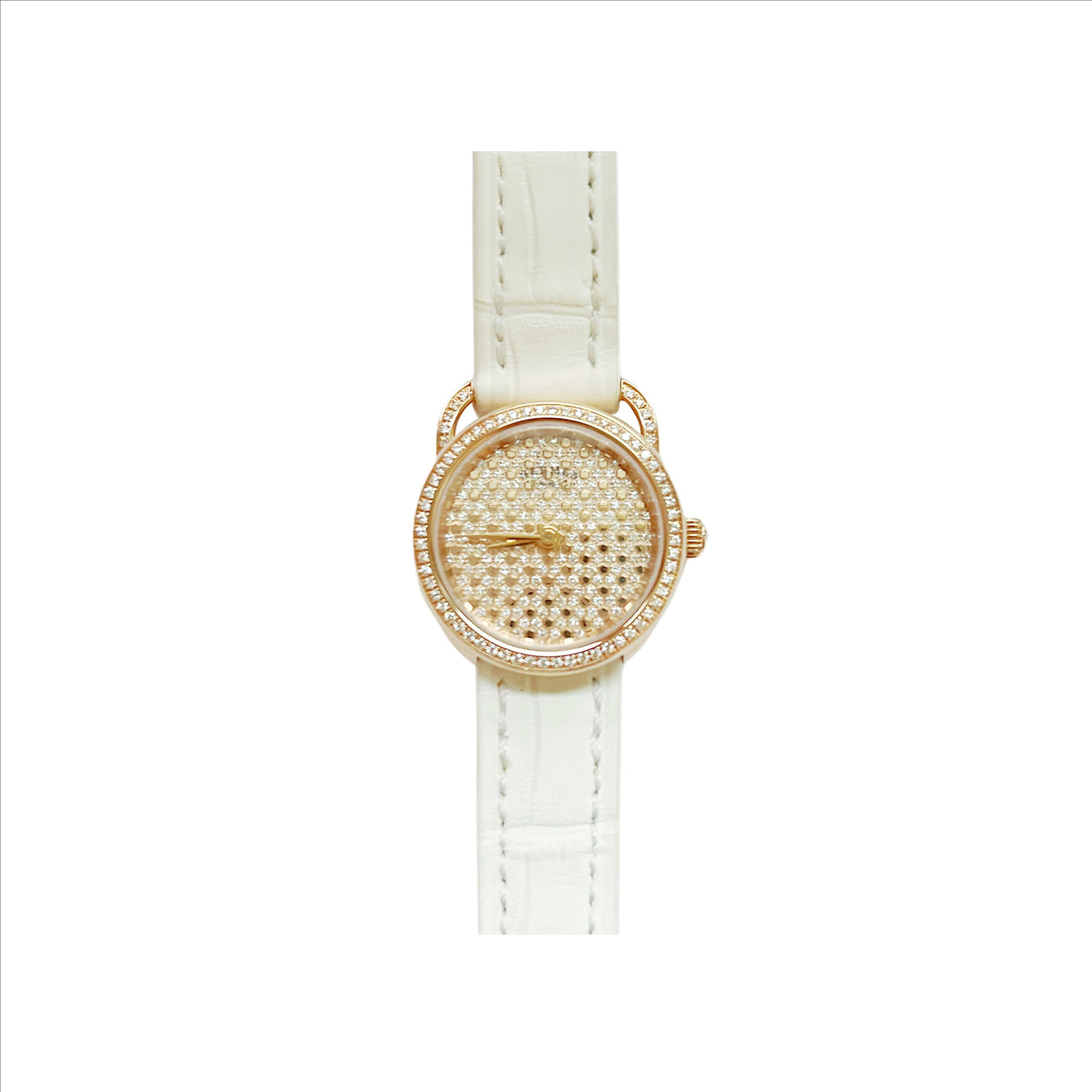 HERMES Arceau Wrist Watch Quartz Movement Leather Watch Bands 23mm Gold Dial Women's Watch