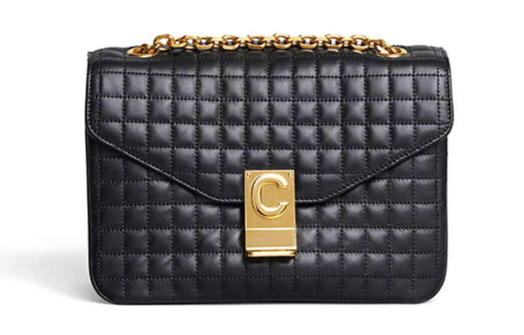 CELINE Calfskin Small Square Bag Shoulder Bag, Crossbody Bag Women's Black