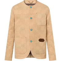 LOUIS VUITTON Damier Collarless Workwear Cotton Jacket