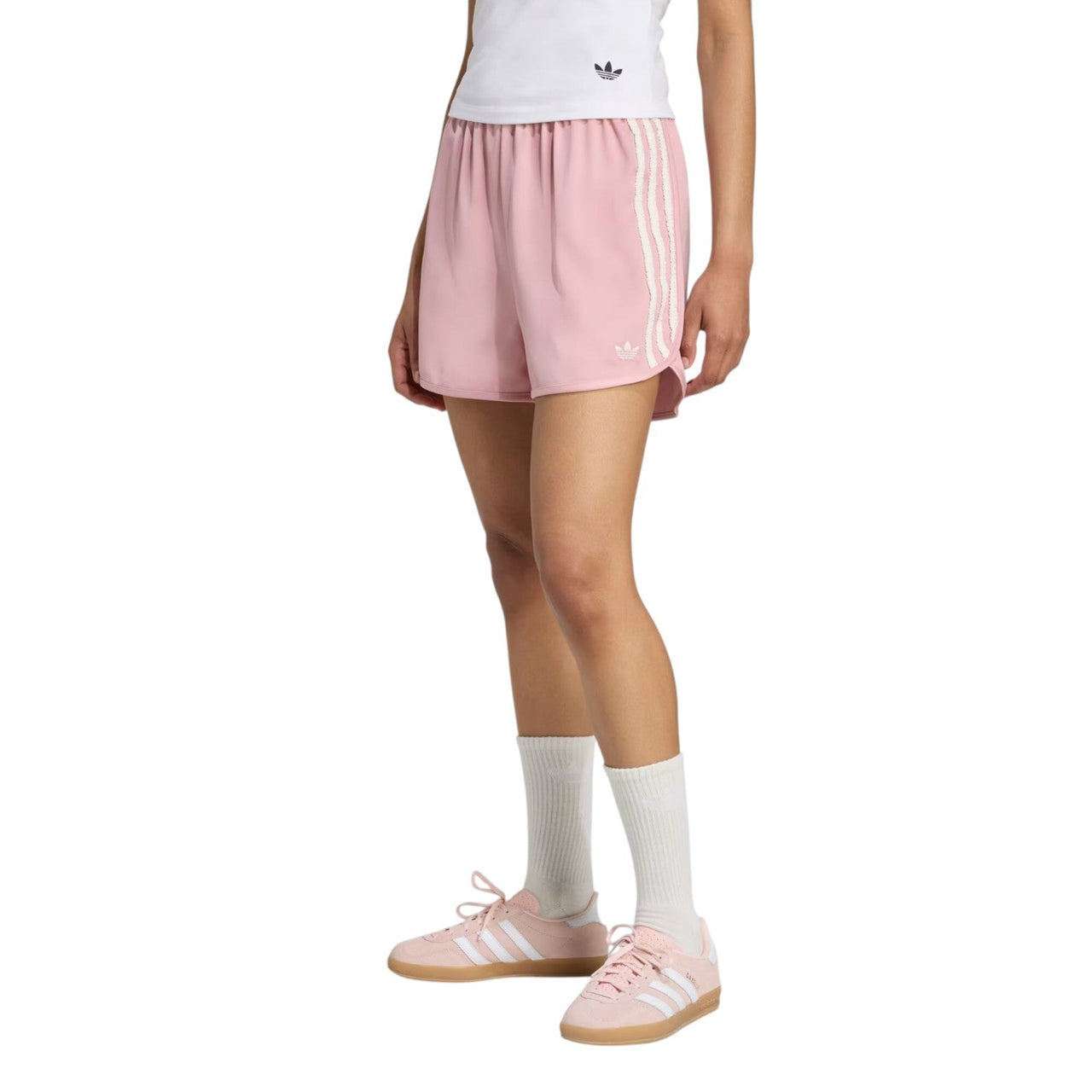 (WMNS) adidas Satin Shorts Ruffle 3-Stripes 'Wonder Mauve' KC8818
