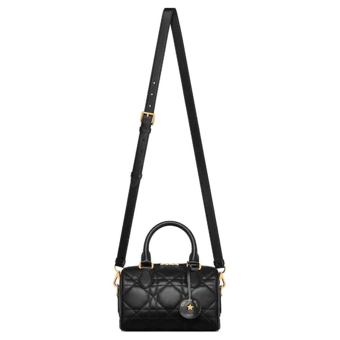 DIOR Macrocannage Calfskin Shoulder Bag Crossbody Bag Handbag Women's Black