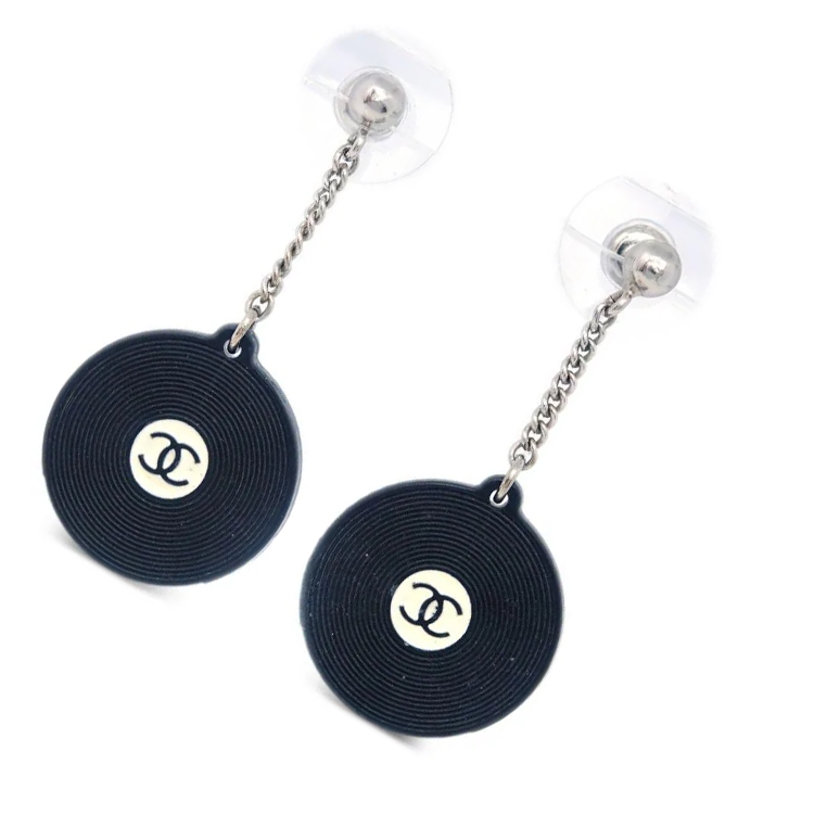 CHANEL 1990-2000s Record Drop Earrings