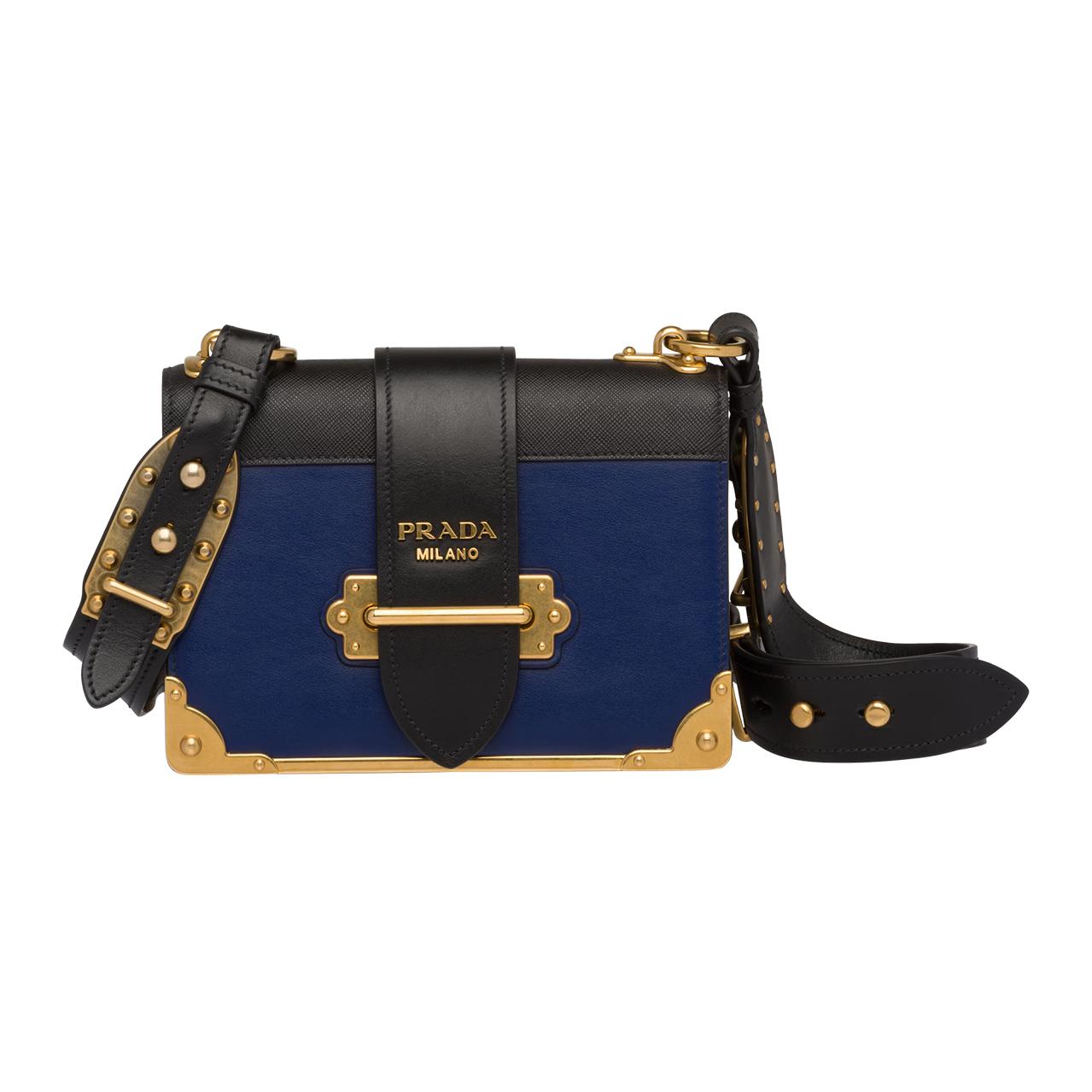 PRADA Cahier Calfskin Handbag Shoulder Bag Crossbody Bag Women's Blue