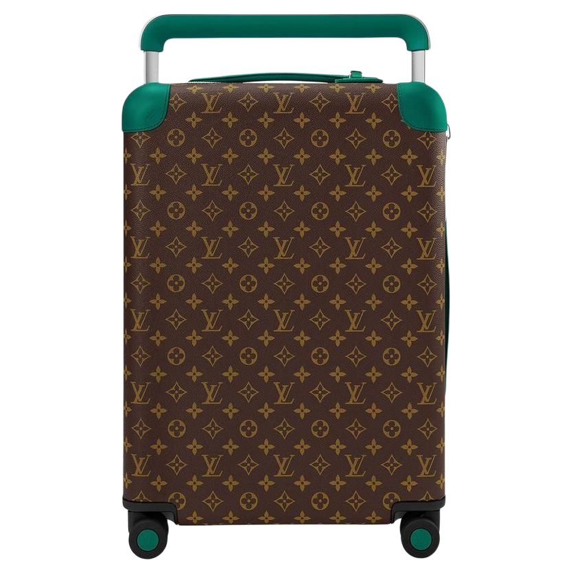 LOUIS VUITTON Leather Trim Trolley Bag Unisex Green & Brown