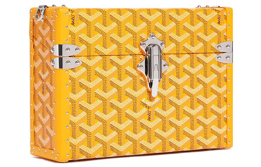 GOYARD Cassette Canvas With Leather Trim TRUNK Hard Case With Crossbody Bag Unisex Yellow