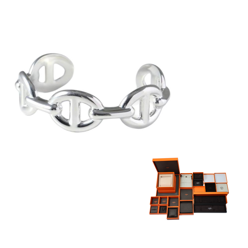 HERMES 925 Sterling Silver Bangles Women's Silver