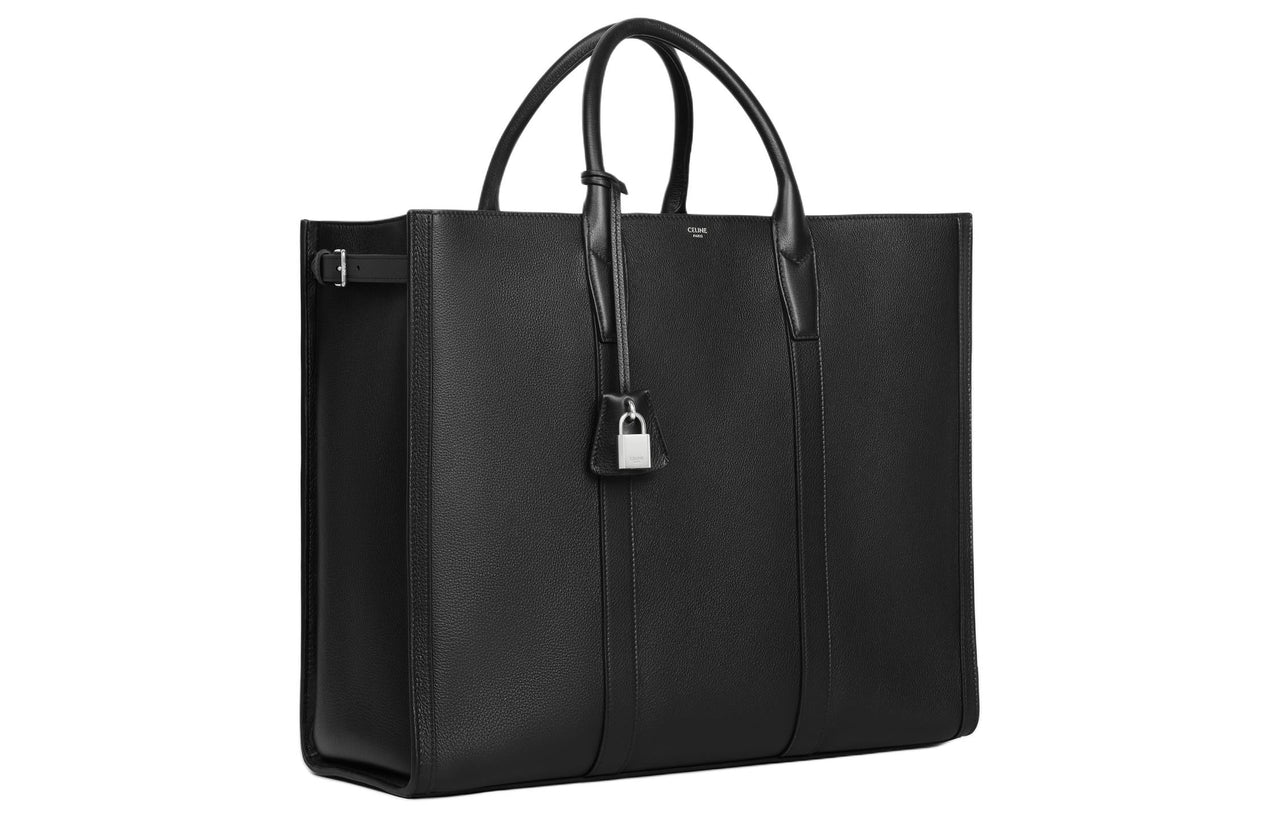 CELINE Cabas Calfskin Shoulder Bag, Crossbody Bag, Handbag Large Size Men's Black