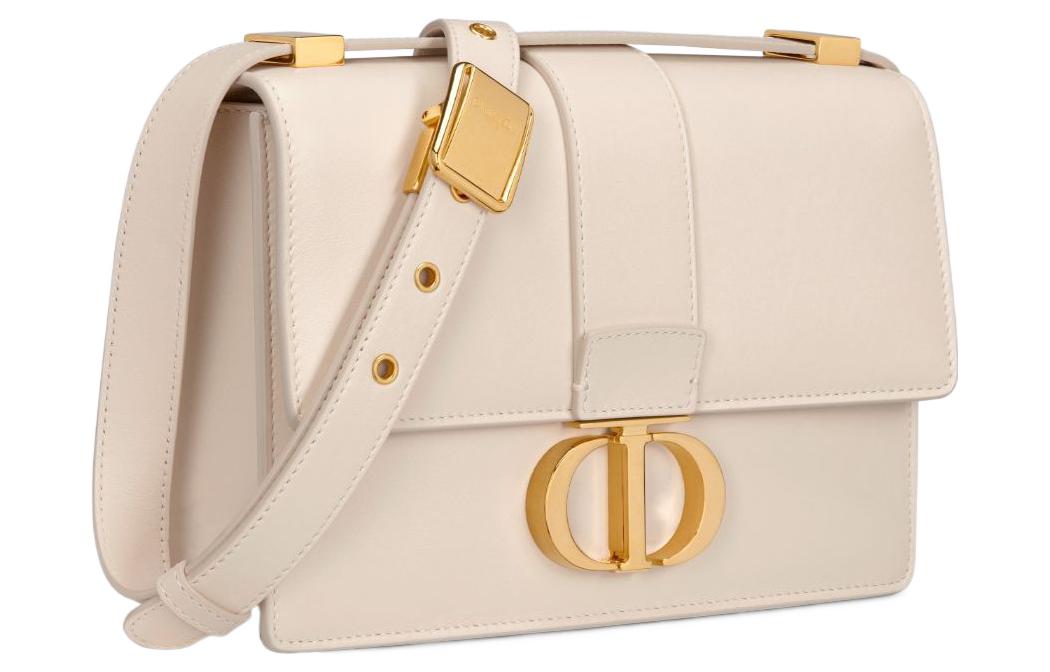 DIOR 30 Montaigne Cow Leather Montaigne Box Bag, Handbag, Shoulder Bag, Crossbody Bag Small Size Women's Matte Ivory