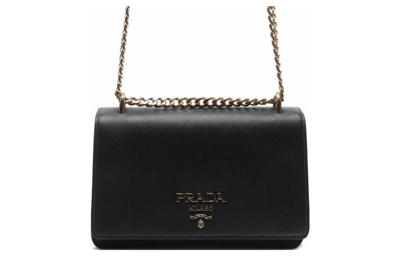 PRADA Cow Leather Shoulder Bag, Crossbody Bag Regular Women's Black