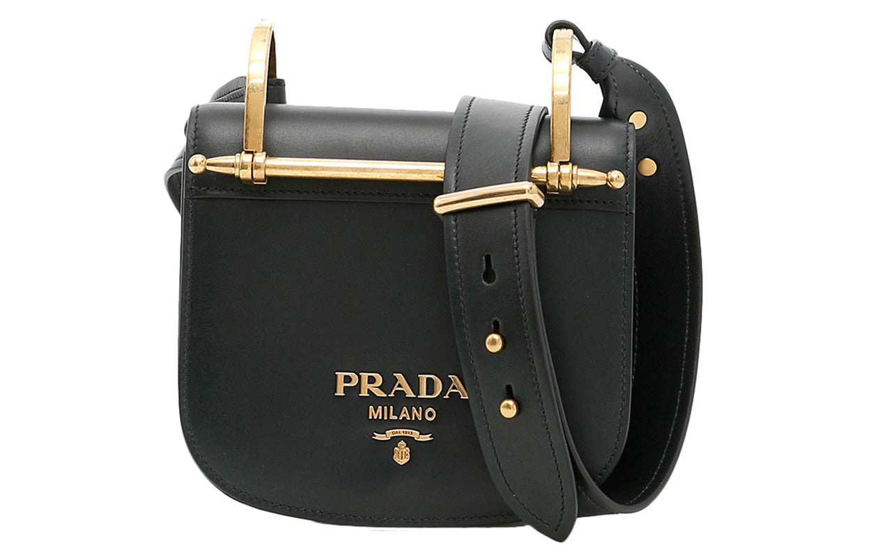 PRADA Cow Leather Crossbody Bag Women's Black