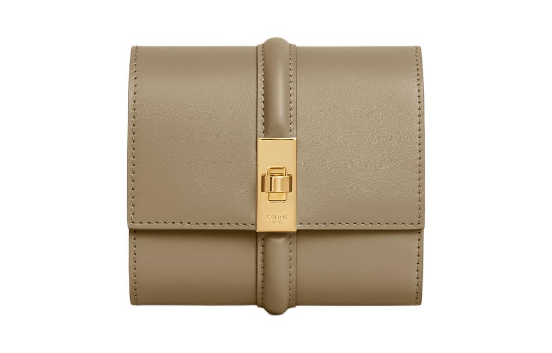 CELINE 16 Calfskin Wallet Small Size Women's Tan