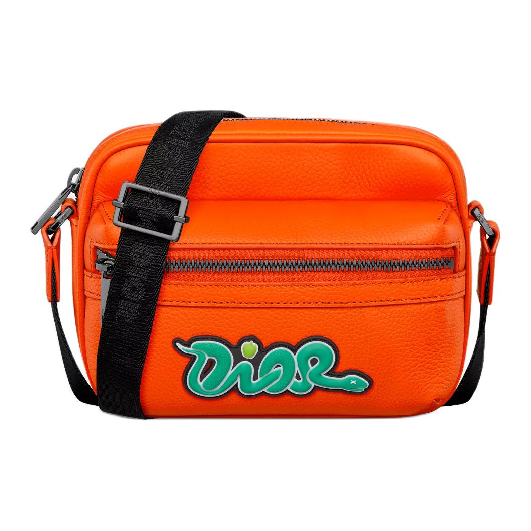 DIOR KAWS Collaboration Rider 2.0 Calfskin Messenger Bag Shoulder Bag Mini Unisex Vermilion