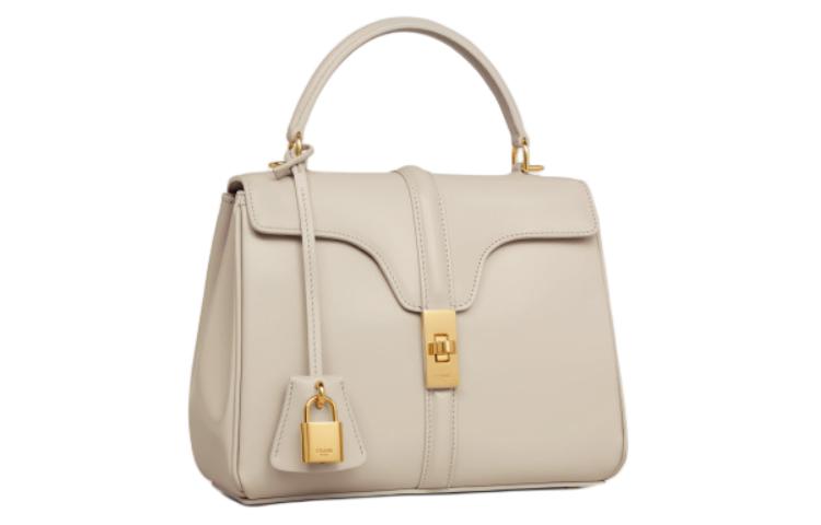 CELINE Calfskin Shoulder Bag, Crossbody Bag, Handbag Trumpets Women's Light Stone Color