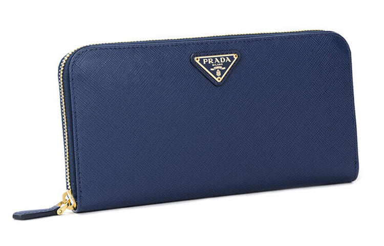 PRADA Cow Leather Wallet Unisex Dark Blue