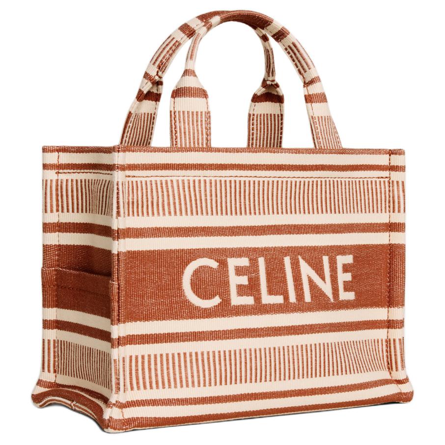 CELINE Cabas Thais Textile, Cow Leather Binding Shoulder Bag, Crossbody Bag, Handbag Small Size Women's Ochre