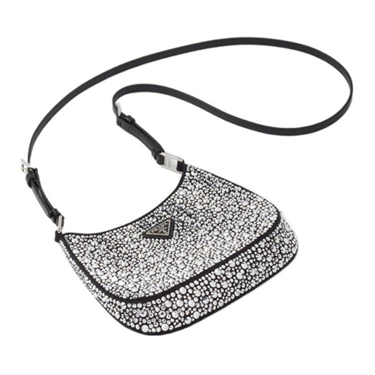 PRADA Cleo Satin Bag With Appliques Metal
