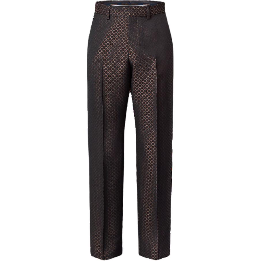 LOUIS VUITTON Wool-Silk Blend Monogram Evening Cigarette Pants
