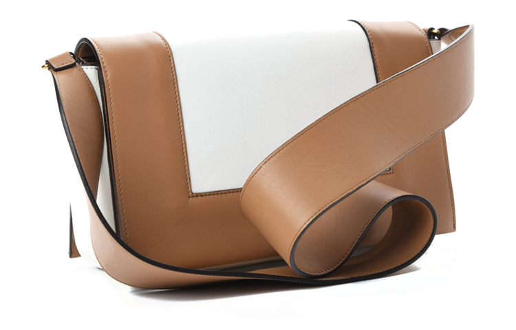CELINE Frame Smooth Calf Leather Shoulder Bag, Crossbody Bag Medium Size Women's Umber/Neon White