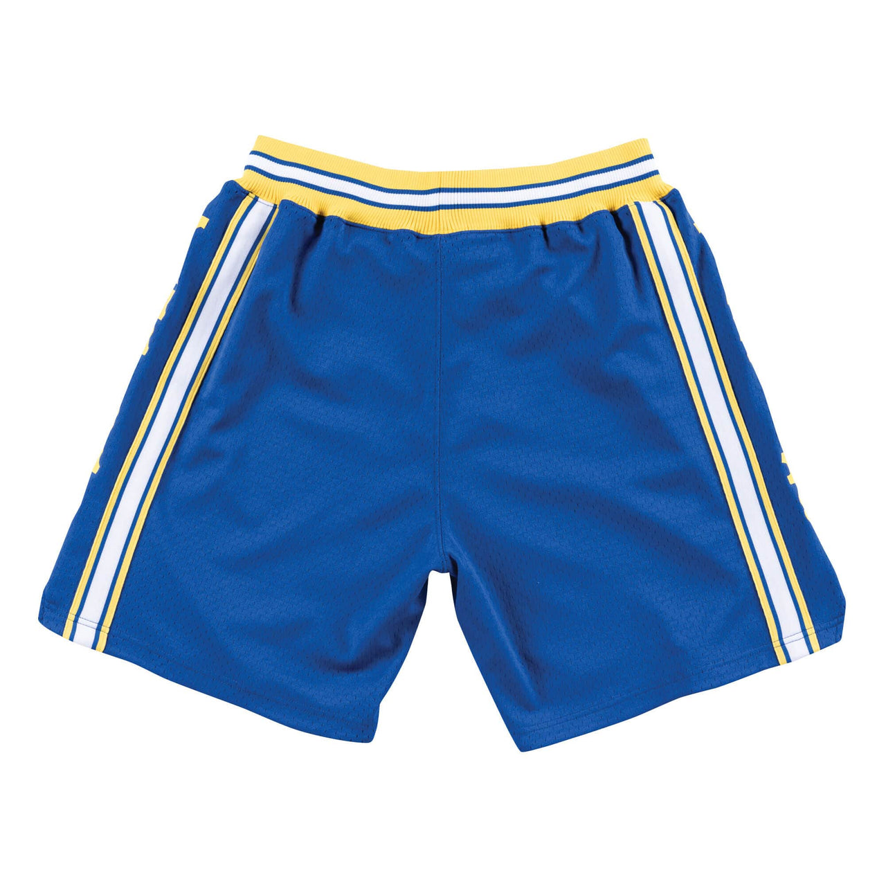 شورت Mitchell & Ness NBA الأصلي لفريق Golden State Warriors Road لعام 1981-82 "أزرق وأصفر" ASHRGS18038-GSWROYA81