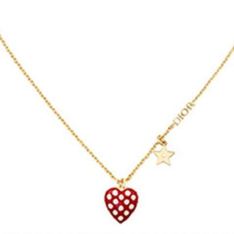 DIOR Metal Necklaces Women's Gold/Red
