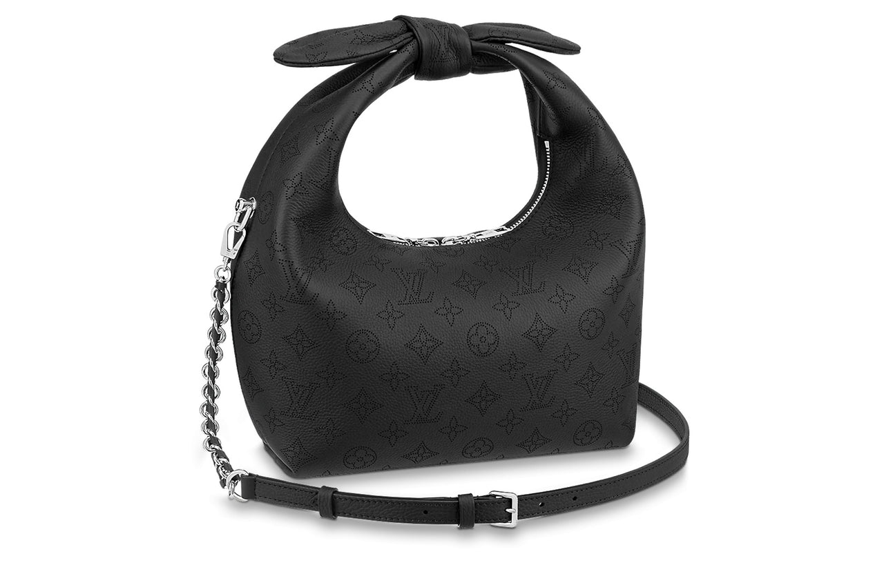 LOUIS VUITTON WHY KNO Perforated Hole-Punched Cow Leather Handbag Shoulder Bag Crossbody Bag Small Size Women's Black