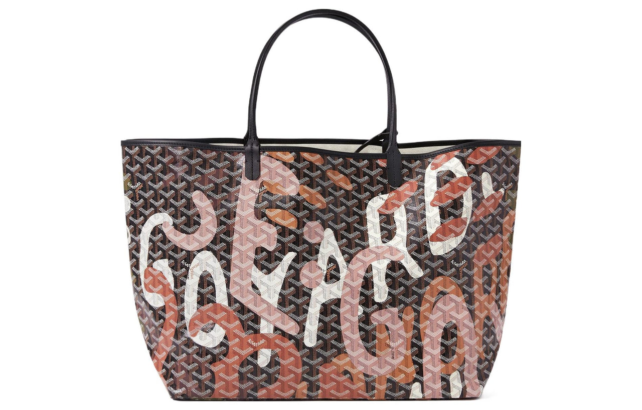 GOYARD Saint Louis Canvas With Leather Combo Tote Bag One Shoulder Handbags Large Size Unisex Black/Pink