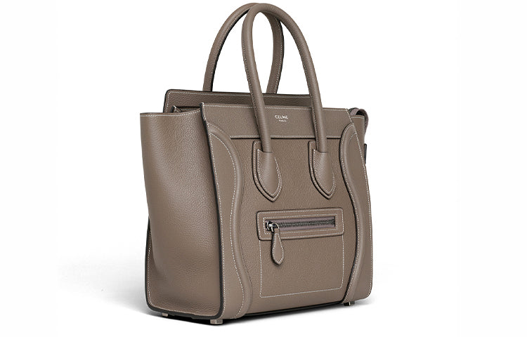 CELINE Cow Leather One Shoulder Handbags Women's Mouse Gray