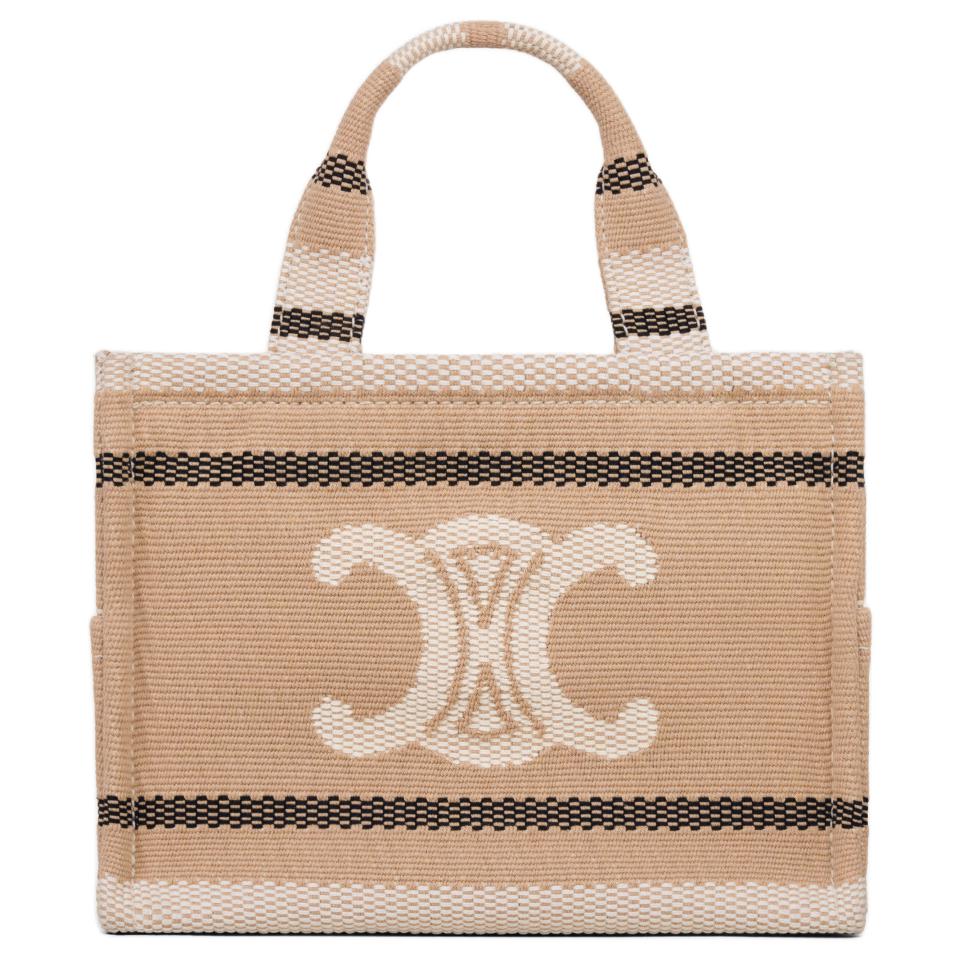 CELINE Cabas Thais Fabric Shoulder Bag, Crossbody Bag, Handbag Trumpets Women's Beige & Black